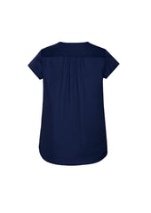 Biz Corporates RB967LS Kayla Womens V-Neck Pleat Blouse in Navy - back view