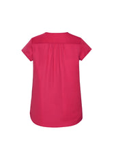 Biz Corporates RB967LS Kayla Womens V-Neck Pleat Blouse in Raspberry - back view