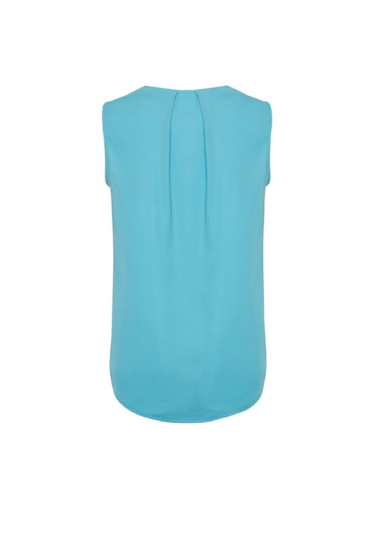 Biz Corporates RB973LN Estelle Womens Sleeveless Pleat Detail Blouse in Aqua - back view