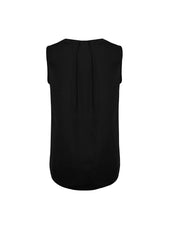 Biz Corporates RB973LN Estelle Womens Sleeveless Pleat Detail Blouse in Black - back view