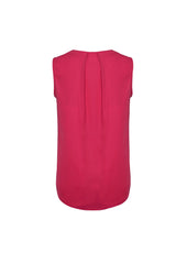 Biz Corporates RB973LN Estelle Womens Sleeveless Pleat Detail Blouse in Raspberry - back view