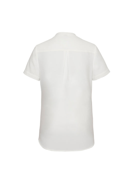 Biz Corporates RB977LS Juliette Womens Short Sleeve Blouse in Ivory - back view