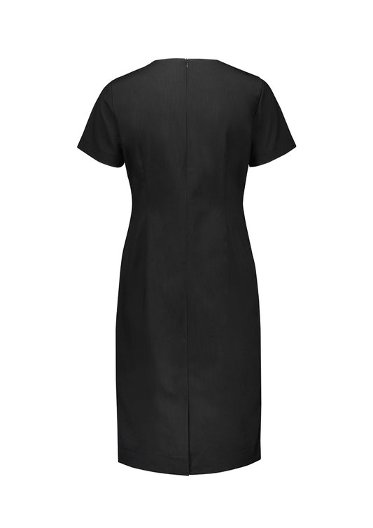 Biz Corporates RD409L Renew Womens Short Sleeve Dress in Pencil Black - back view