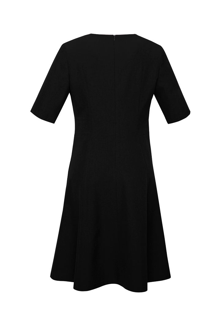 Biz Corporates RD974L Siena Womens Extended Short Sleeve Dress in Black - back view