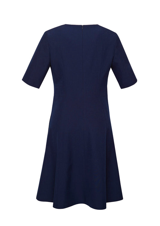 Biz Corporates RD974L Siena Womens Extended Short Sleeve Dress in Marine - back view