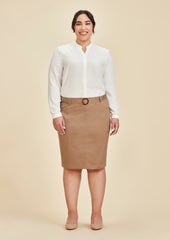 Womens Mid Waist Stretch Chino Skirt - RGS264L - biz-corporates-1