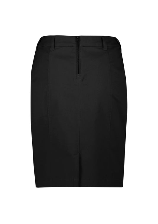 Biz Corporates RGS264L Traveller Womens Mid Waist Stretch Chino Skirt in Black - back view