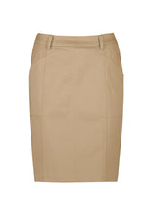 Biz Corporates RGS264L Traveller Womens Mid Waist Stretch Chino Skirt in Desert