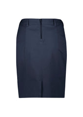 Biz Corporates RGS264L Traveller Womens Mid Waist Stretch Chino Skirt in Navy - back view