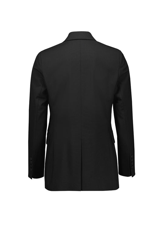 Biz Corporates RJ400L Renew Womens Double Breasted Longline Jacket in Pencil Black - back view