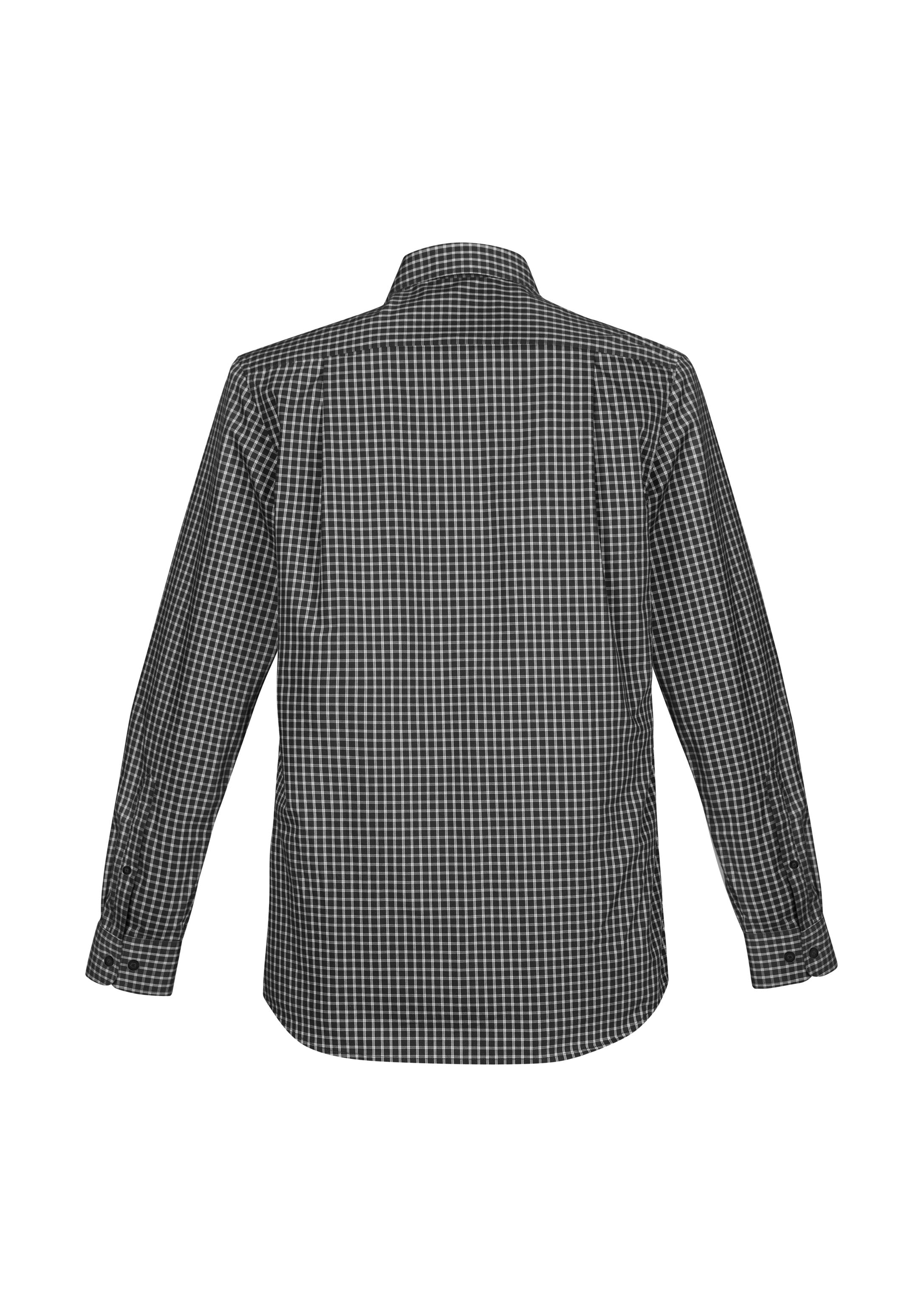 Biz Corporates RS070ML Noah Mens Long Sleeve Shirt in Black/White - back view