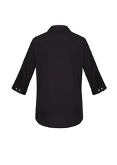 Biz Corporates RS968LT Charlie Womens 3/4 Sleeve Shirt in Black - back view