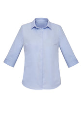Biz Corporates RS968LT Charlie Womens 3/4 Sleeve Shirt in Blue Chambray