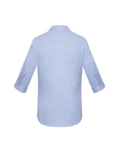 Biz Corporates RS968LT Charlie Womens 3/4 Sleeve Shirt in Blue Chambray - back view