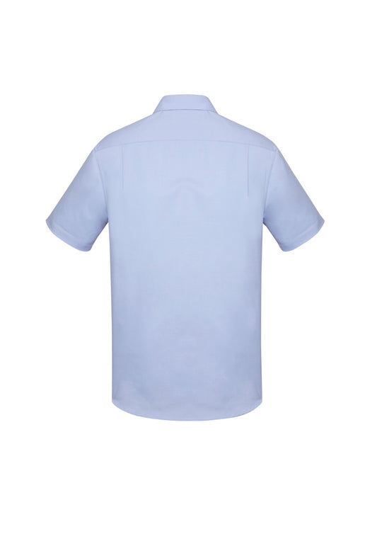 Biz Corporates RS968MS Charlie Mens Classic Fit Short Sleeve Shirt in Blue Chambray - back view