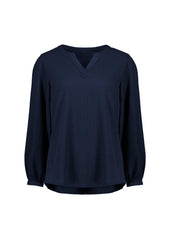Biz Corporates RU568LL Ruché Womens Long Sleeve Shirt in Navy