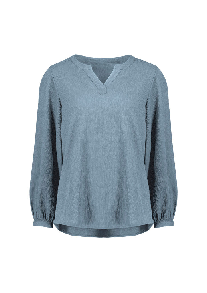 Biz Corporates RU568LL Ruché Womens Long Sleeve Shirt in Powder Blue