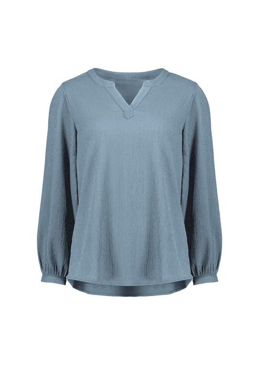Biz Corporates RU568LL Ruché Womens Long Sleeve Shirt in Powder Blue