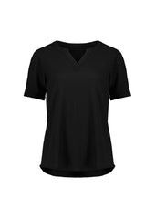 Biz Corporates RU568LS Ruché Womens Short Sleeve Shirt in Black