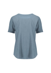Biz Corporates RU568LS Ruché Womens Short Sleeve Shirt in Powder Blue - back view