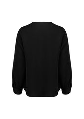 Biz Corporates RU569LL Evelyn Womens Long Sleeve Blouse in Black - back view