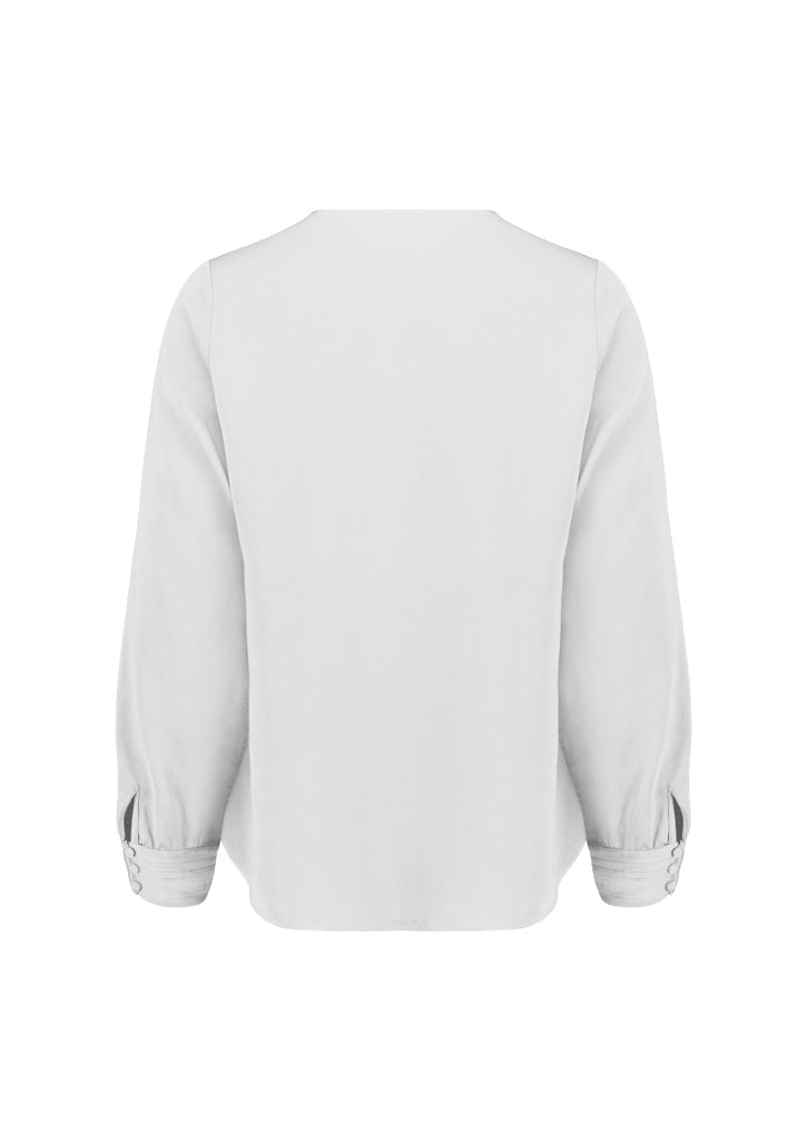 Biz Corporates RU569LL Evelyn Womens Long Sleeve Blouse in Ivory - back view