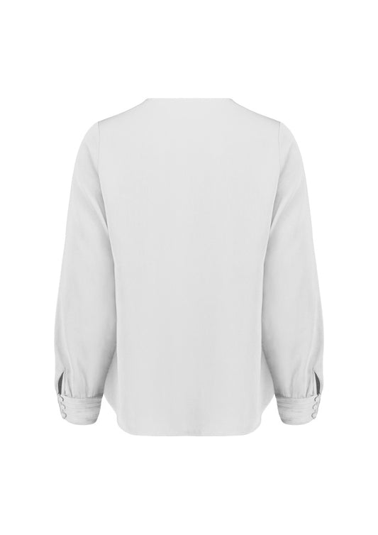 Biz Corporates RU569LL Evelyn Womens Long Sleeve Blouse in Ivory - back view