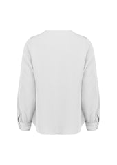 Biz Corporates RU569LL Evelyn Womens Long Sleeve Blouse in Ivory - back view