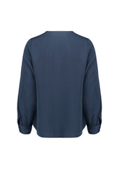 Biz Corporates RU569LL Evelyn Womens Long Sleeve Blouse in Mineral Blue - back view