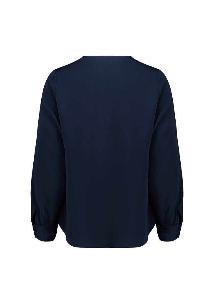 Biz Corporates RU569LL Evelyn Womens Long Sleeve Blouse in Navy - back view