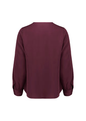 Biz Corporates RU569LL Evelyn Womens Long Sleeve Blouse in Wine - back view