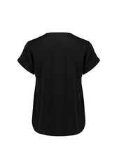 Biz Corporates RU569LS Evelyn Womens Short Sleeve Blouse in Black - back view
