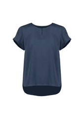 Biz Corporates RU569LS Evelyn Womens Short Sleeve Blouse in Mineral Blue