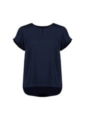 Biz Corporates RU569LS Evelyn Womens Short Sleeve Blouse in Navy