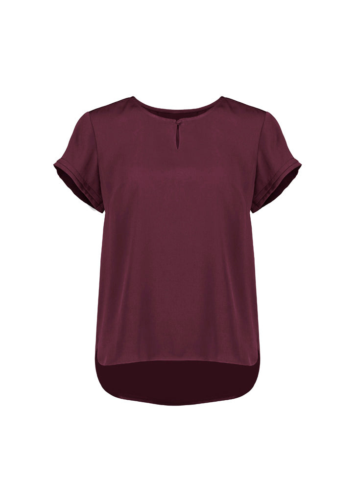 Biz Corporates RU569LS Evelyn Womens Short Sleeve Blouse in Wine