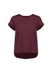 Biz Corporates RU569LS Evelyn Womens Short Sleeve Blouse in Wine