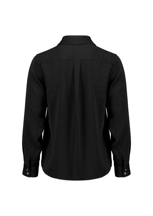Biz Corporates RU570LL Evelyn Womens Long Sleeve Shirt in Black - back view