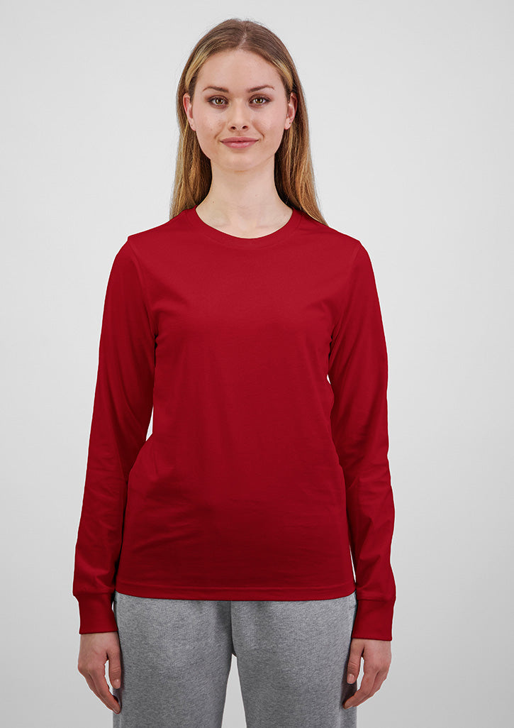 Basis Womens Long Sleeve Tee - X1002W in Red - model