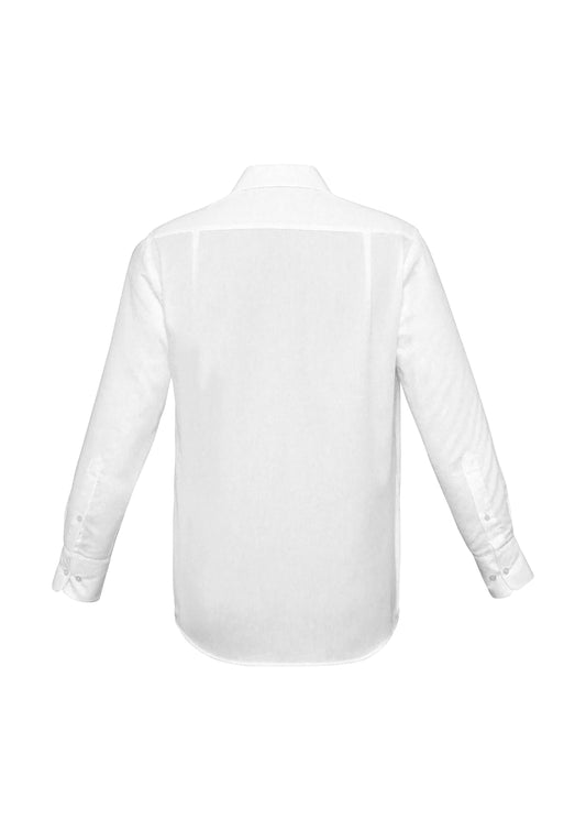 Biz Collection S10210 Luxe Mens Long Sleeve Shirt in White - back view