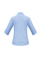 Biz Collection S10521 Base Womens 3/4 Sleeve Shirt in Blue - back view
