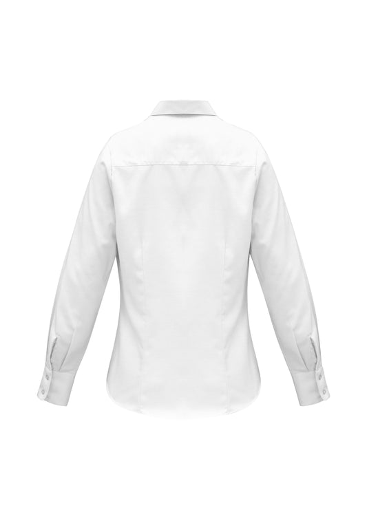 Biz Collection S118LL Luxe Womens Long Sleeve Shirt in White - back view