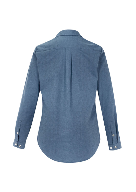 Biz Collection S127LL Memphis Womens Long Sleeve Shirt in Grey Smoke - back view