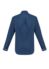 Biz Collection S127ML Memphis Mens Long Sleeve Shirt in Mineral Blue - back view