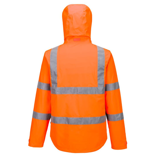 Portwest S164 Hi-Vis Lightweight Packable Jacket in Orange - back view