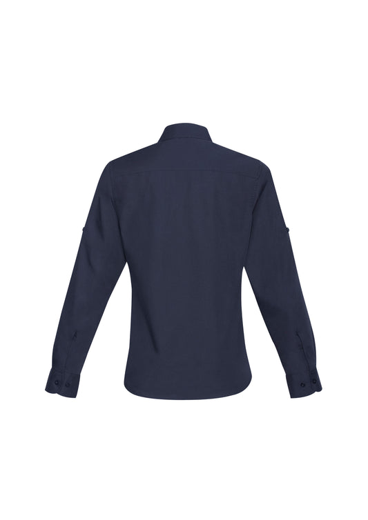 Biz Collection S306LL Bondi Womens Long Sleeve Shirt in Navy - back view