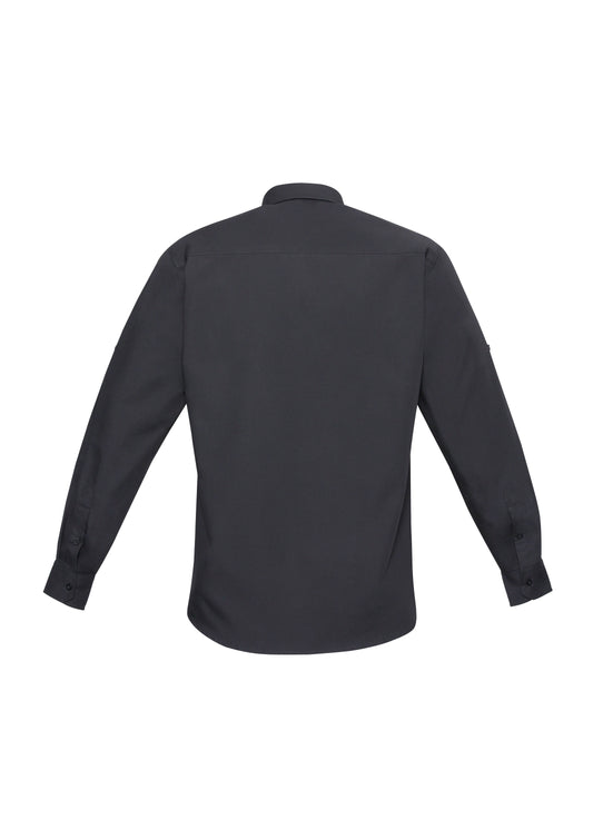 Biz Collection S306ML Bondi Mens Long Sleeve Shirt in Charcoal - back view