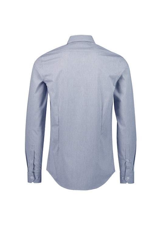 Biz Collection S339ML Bristol Mens Tailored Long Sleeve Shirt in White/Navy - back view