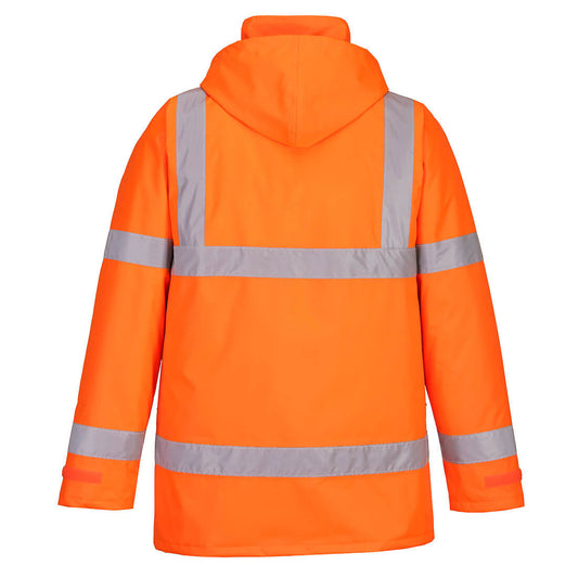 Portwest S460 Hi-Vis Winter Traffic Jacket in Orange - back view