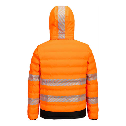 Portwest S548 Hi-Vis Ultrasonic Heated Tunnel Jacket in Orange/Black - back view