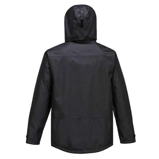 Portwest S555 Outcoach Rain Jacket in Black - back view